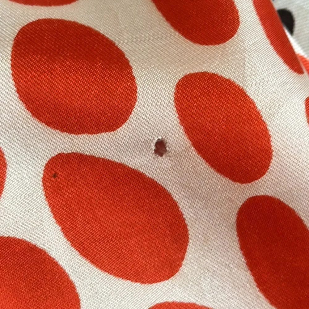 Vintage orange & black spotted mid century white polyester long‎ scarf